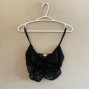 Garage Black Mesh Ruched Cropped Camisole – Size M GUC